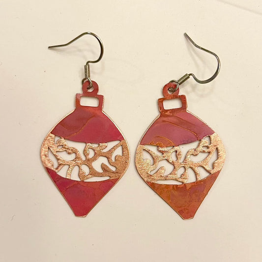 Two-toned Red Ornament Earrings
