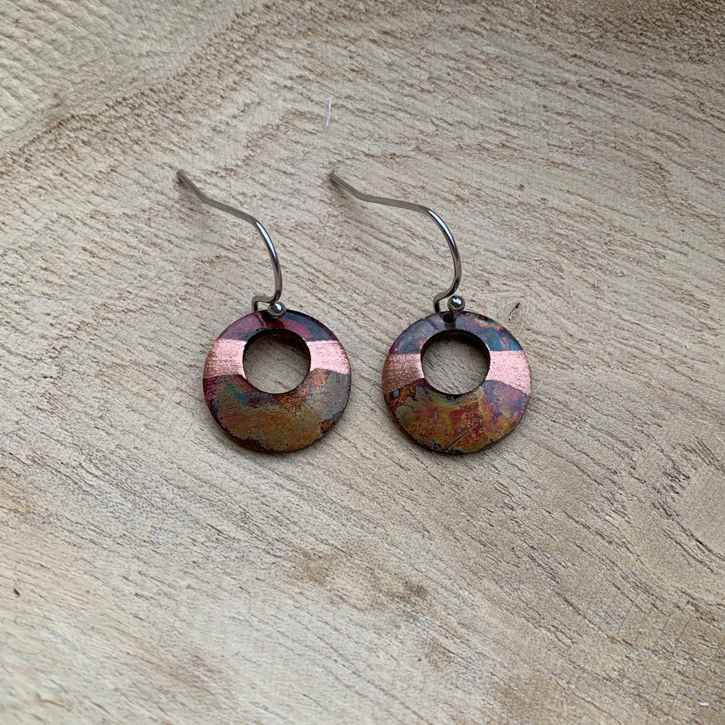 Copper Fire Painted Earrings