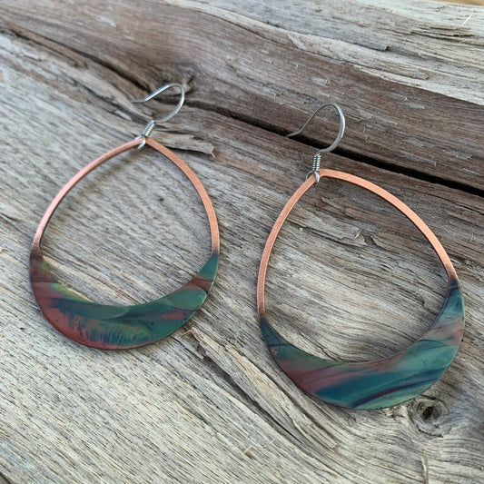 Rounded Teardrop Copper Earrings