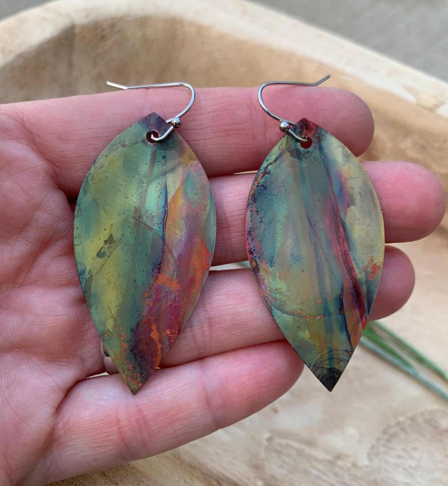 Large Leaf Copper Earrings